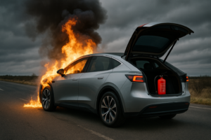 ¿Qué pasa si tu coche se incendia? Cómo actuar y por qué deberías llevar un extintor en el maletero 