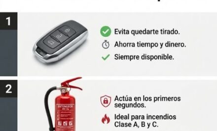 Dos elementos que todo conductor debería llevar en su coche: una llave de repuesto y un extintor