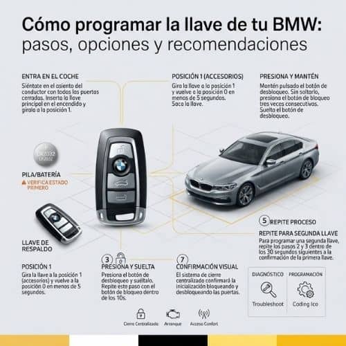 Cómo programar la llave de tu BMW: pasos, opciones y recomendaciones
