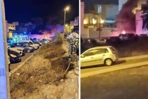 El fuego calcina dos vehículos y sobresalta a los vecinos de Los Llanos de Telde