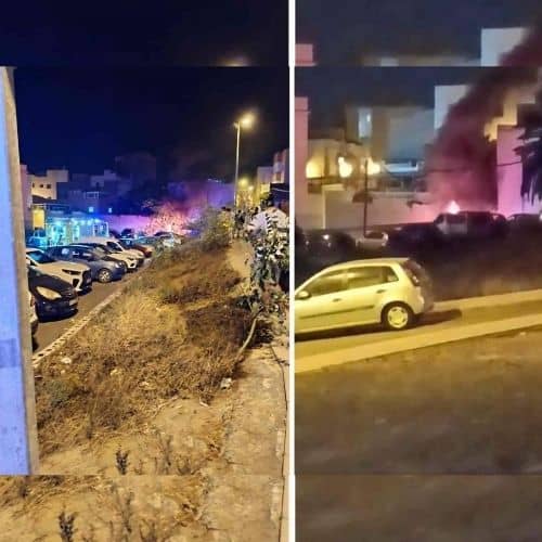 El fuego calcina dos vehículos y sobresalta a los vecinos de Los Llanos de Telde